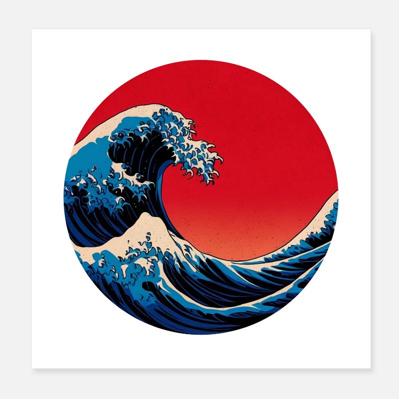 Japanese Art, Wave Poster 8" x 8" (20x20 cm)