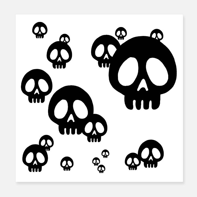 Invasion de crânes noirs Poster 20 x 20 cm