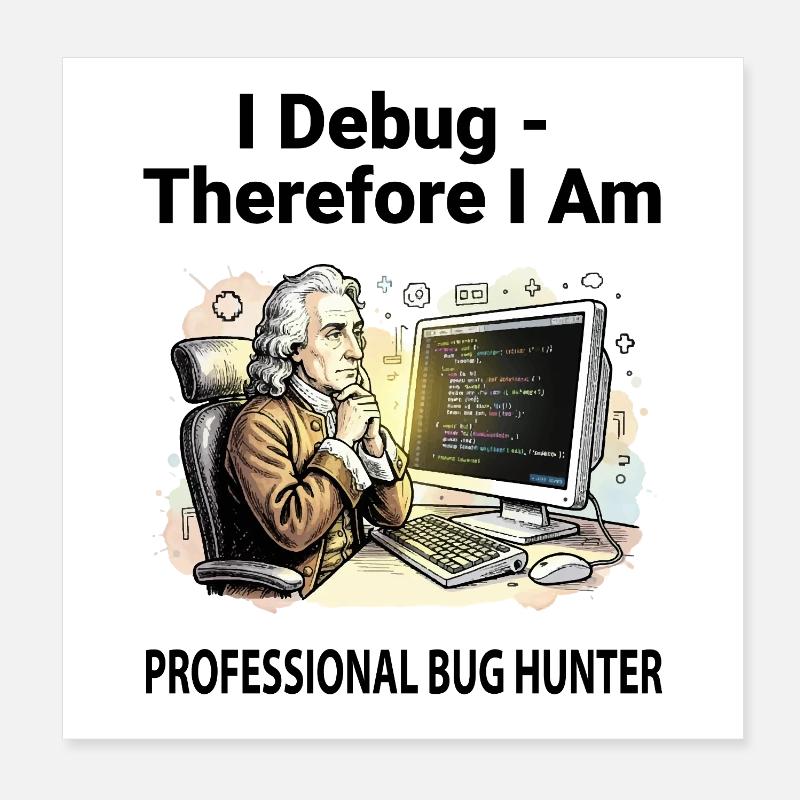 Retro Scholar at Coding Console - light background Poster 8" x 8" (20x20 cm)