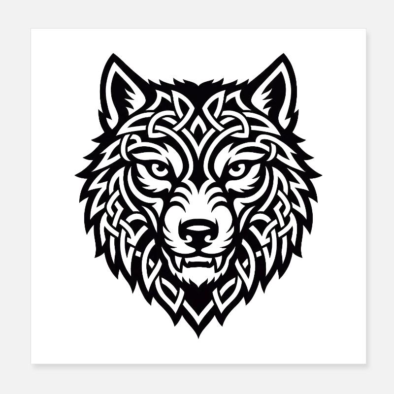 Wikingerwolf Ulfr Nordisches Kriegerdesign Poster 20x20 cm
