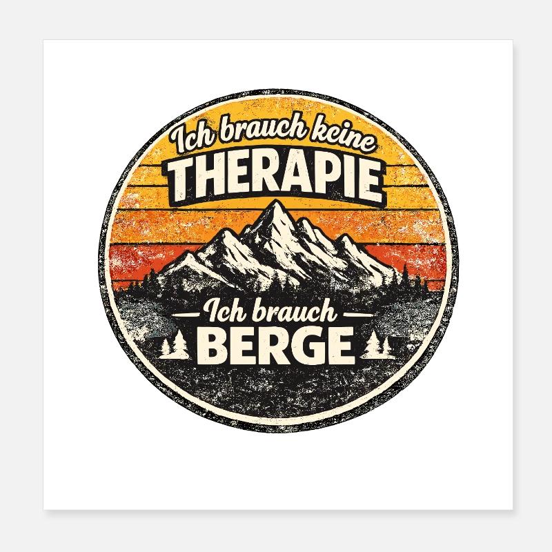 Berge statt Therapie Patch Poster 20x20 cm