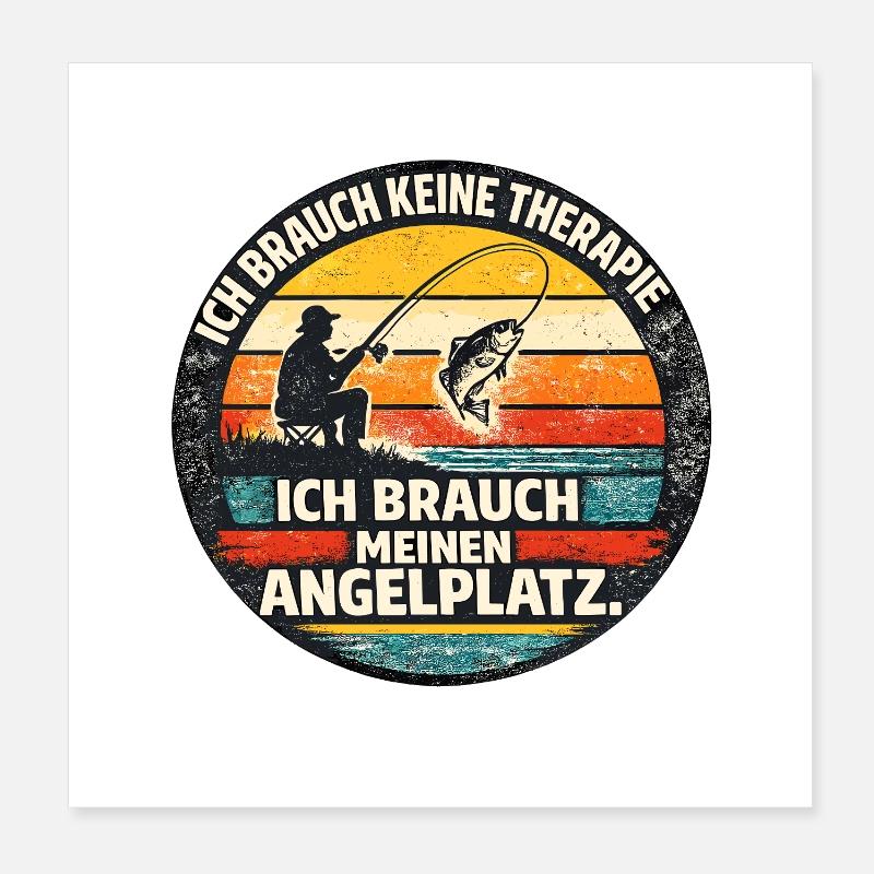 Spot de pêche Retro Circle Vintage Poster 20 x 20 cm