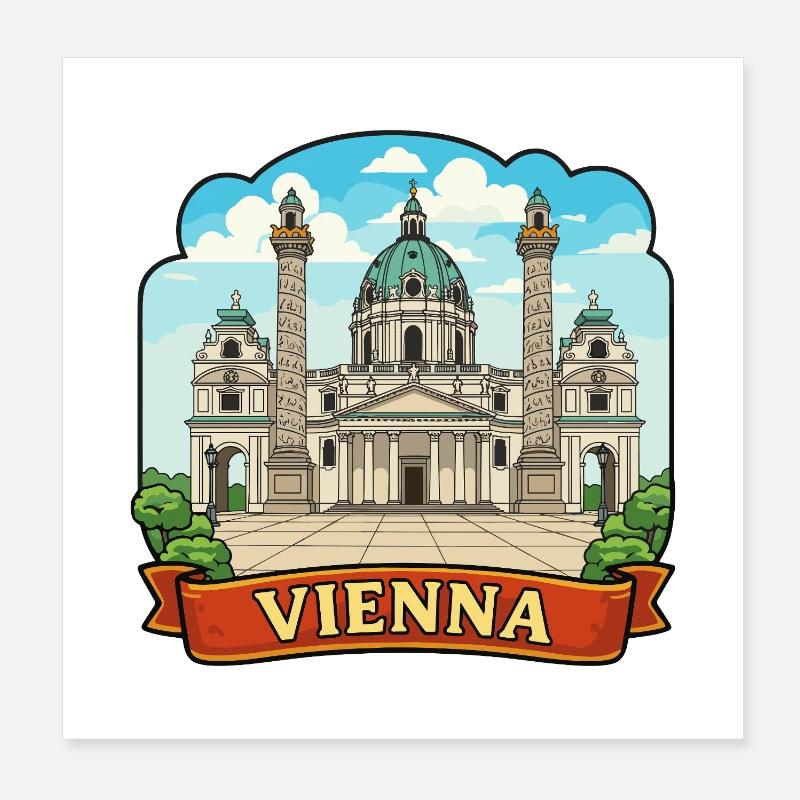 Emblème rétro du ruban de la Karlskirche de Vienne Autriche Poster 20 x 20 cm