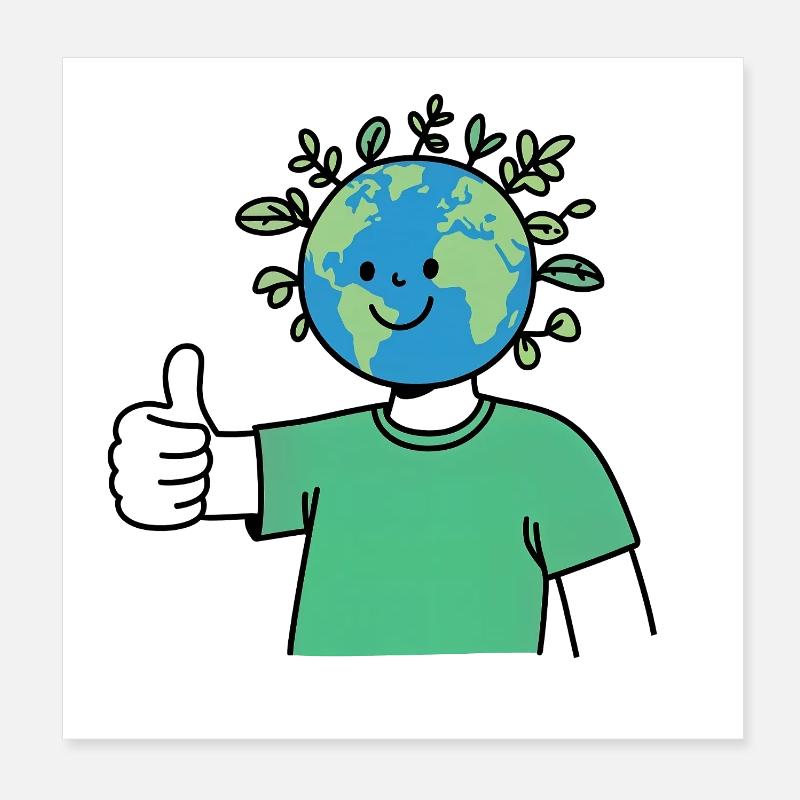 Smiling Earth Saving and protecting the planet Poster 8" x 8" (20x20 cm)