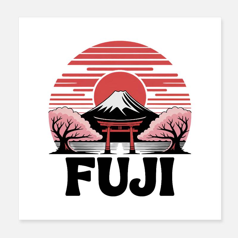 Fuji Torii Sakura au Soleil Poster 20 x 20 cm