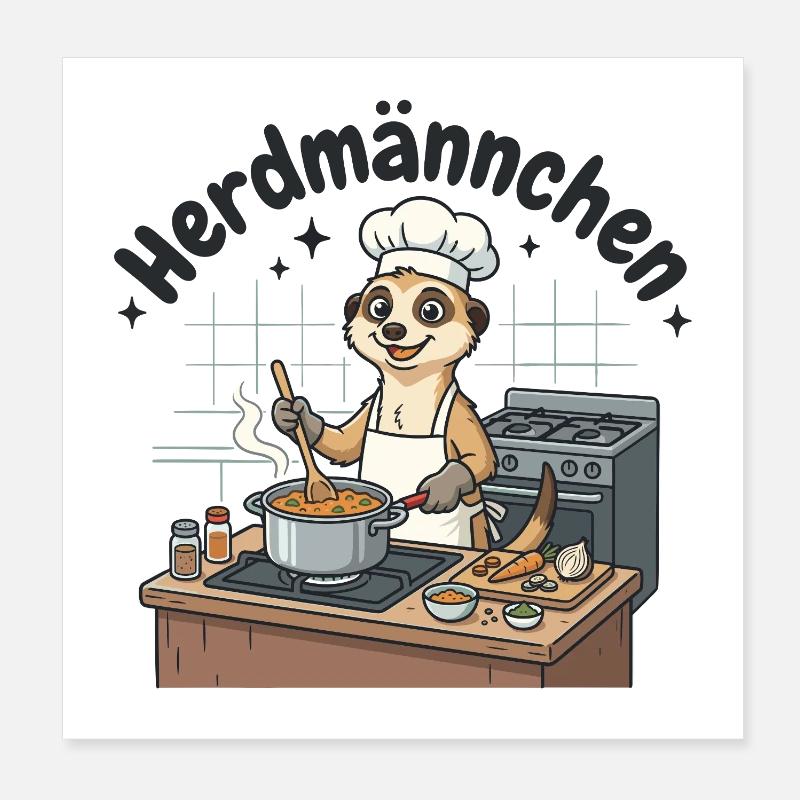 Herdmännchen Koch Erdmännchen am Herd  Poster 20x20 cm