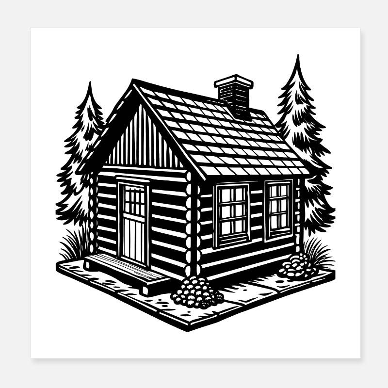 Cabane en rondins Poster 20 x 20 cm