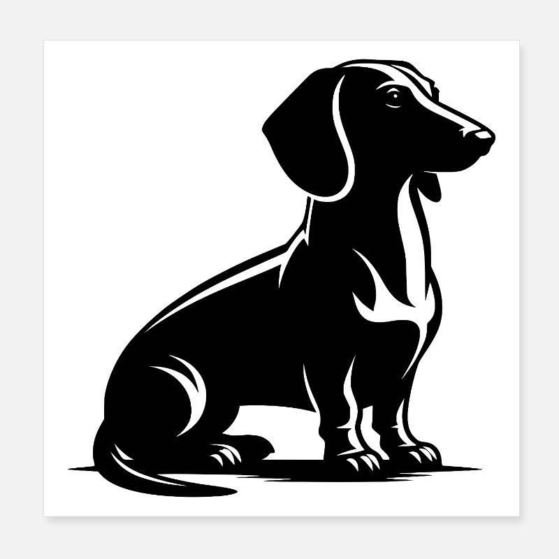 Noble teckel dessinant Chien de chasse Silhouette Poster 20 x 20 cm
