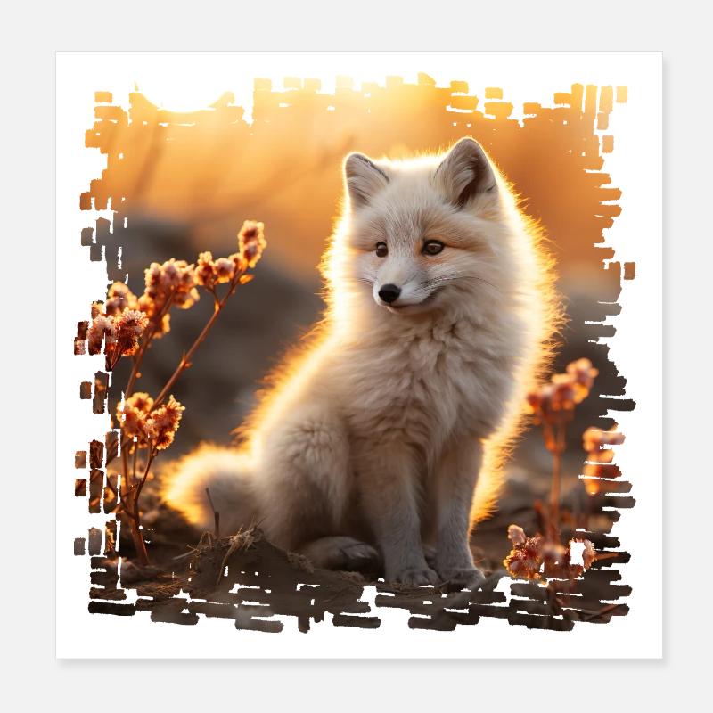 Arctic fox in the Sobbeb sinking Poster 8" x 8" (20x20 cm)