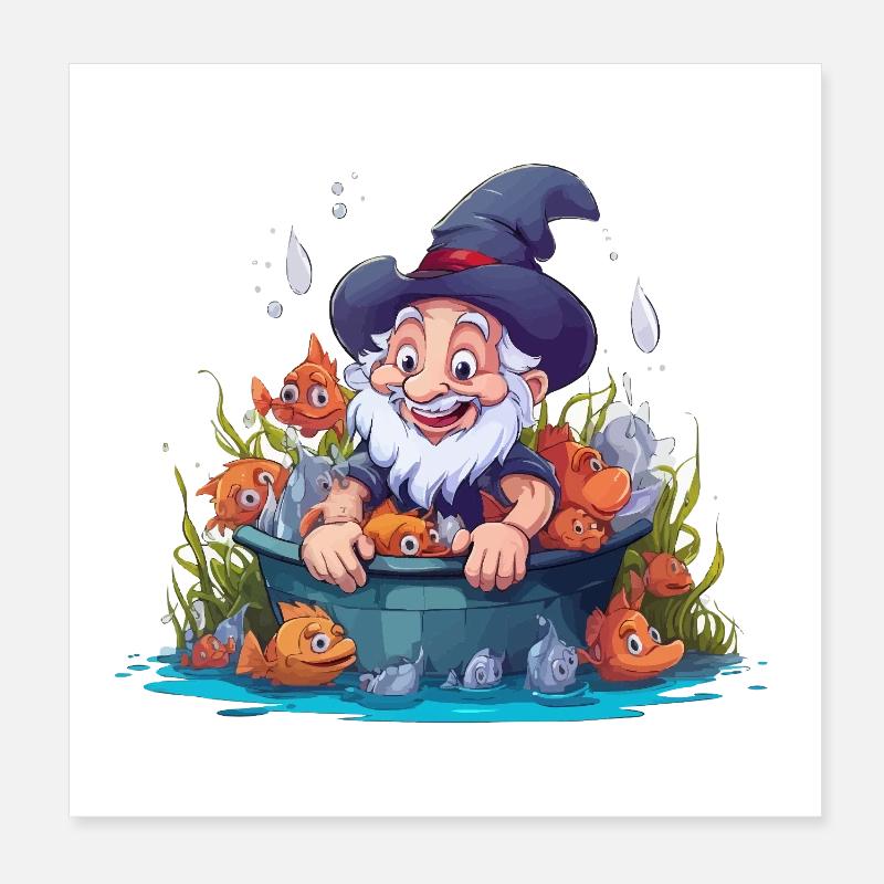 Magicien dans l’aquarium Poster 20 x 20 cm