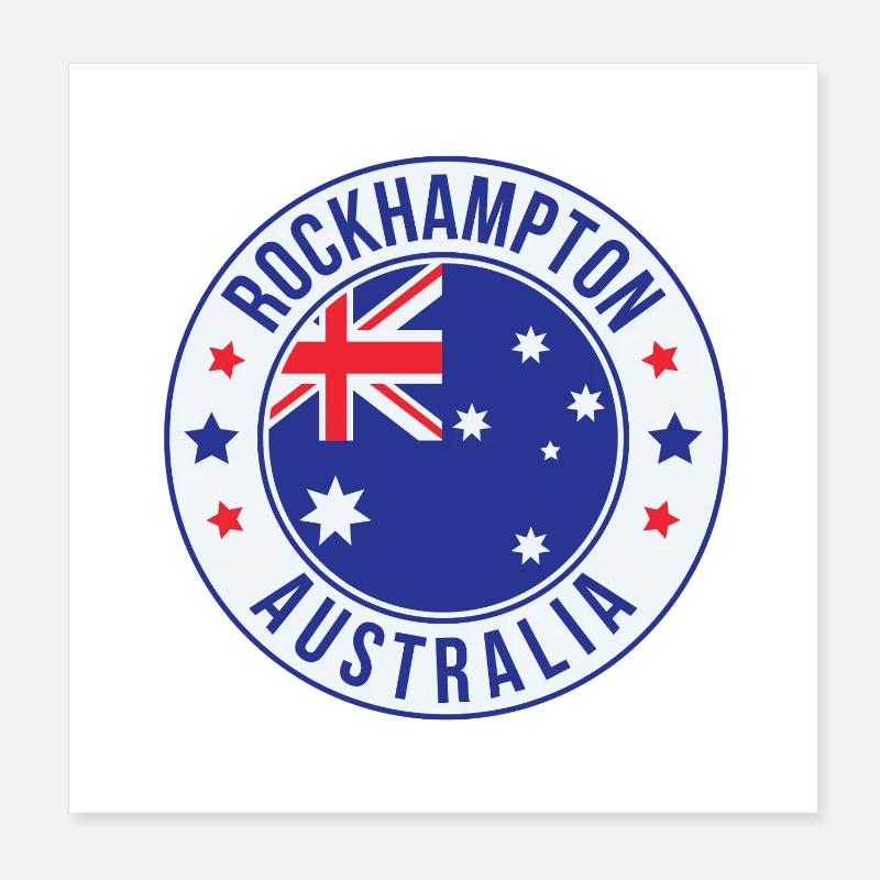 Rockhampton Australia Emblem Poster 8" x 8" (20x20 cm)