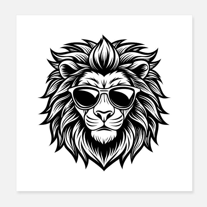 Löwe mit Sonnenbrille Poster 20x20 cm