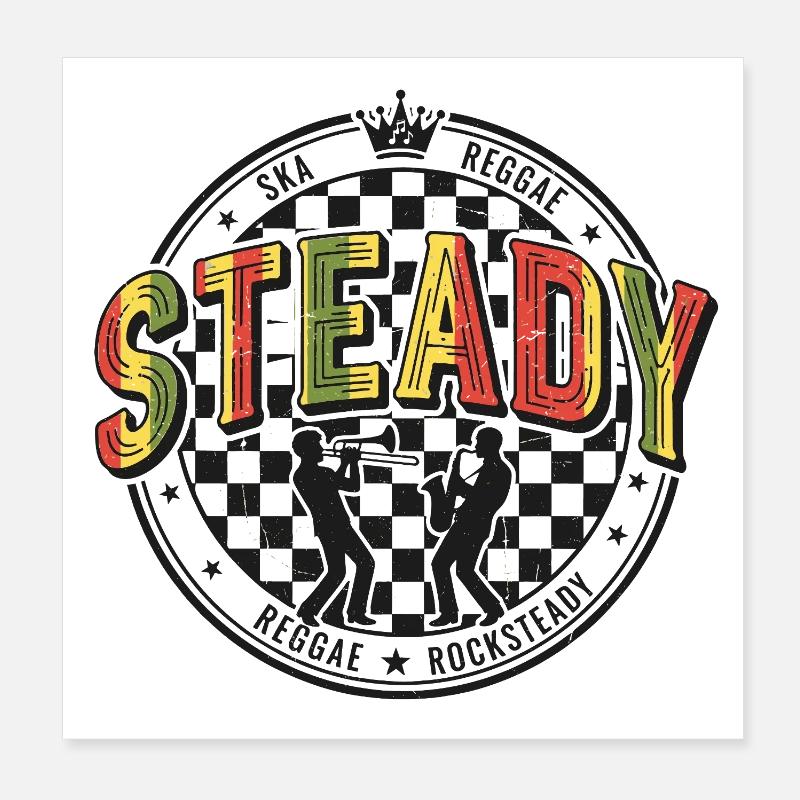 Steady Ska Reggae Circle Logo Poster 20x20 cm