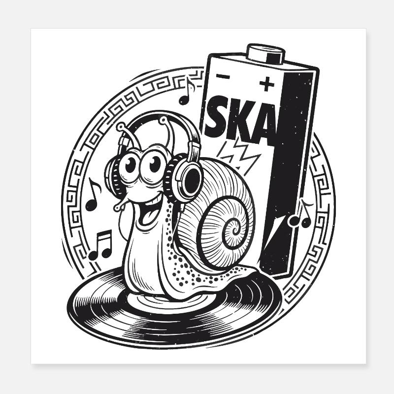 Ska Schnecke mit Kopfhörern Poster 20x20 cm