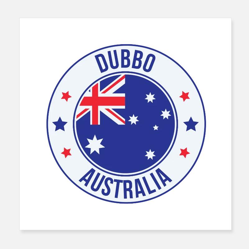 Dubbo Australia Circular Flag Emblem Poster 8" x 8" (20x20 cm)