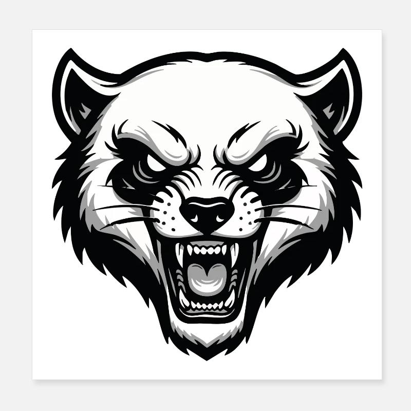 Fierce Wild Glutton Wolverine Mascot Logo Poster 8" x 8" (20x20 cm)