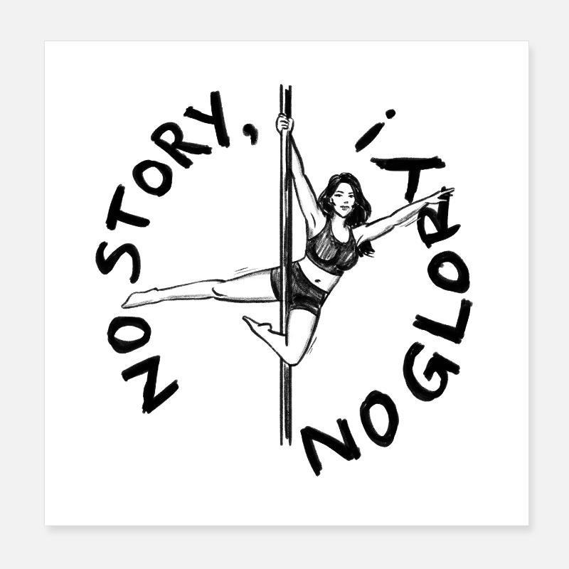 Bachelor Party: Woman on Pole Dance Pole – Illustration Poster 8" x 8" (20x20 cm)
