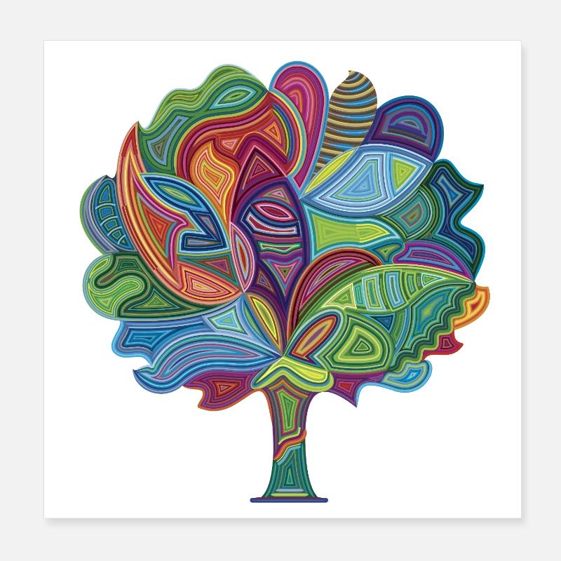 Farbenzauber-Baum Poster 20x20 cm
