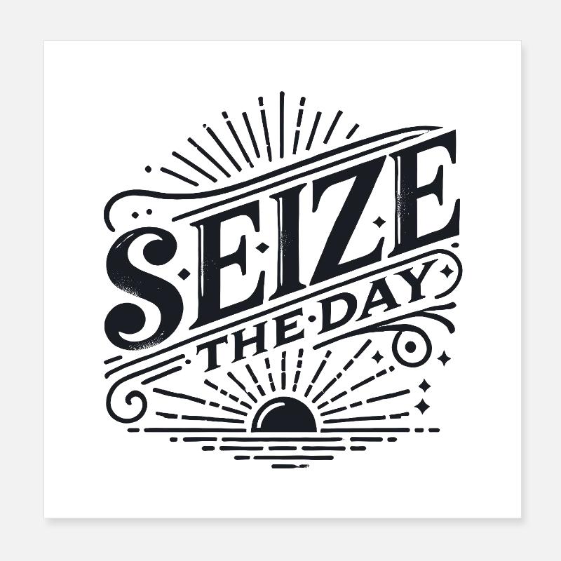 Saisir le jour Vintage Sunburst Poster 20 x 20 cm