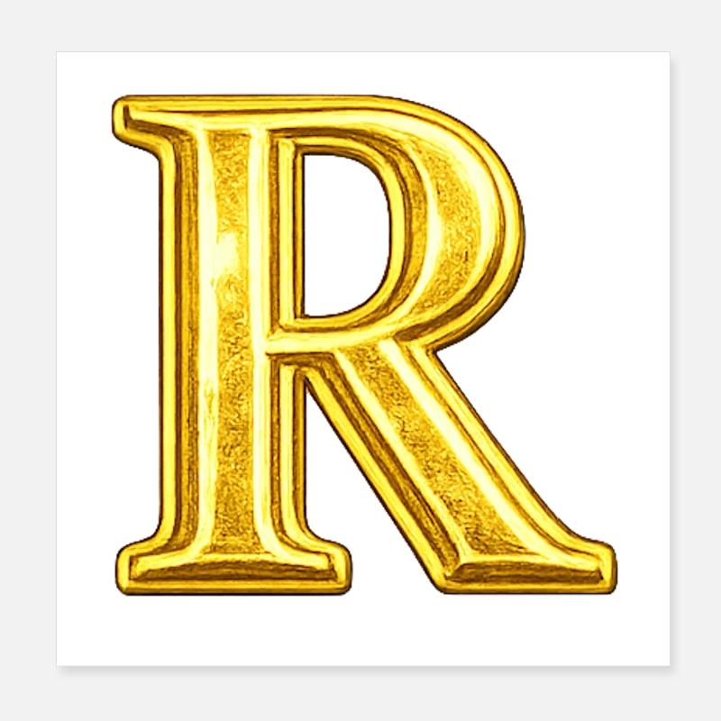 Golden Monogram R Poster 8" x 8" (20x20 cm)