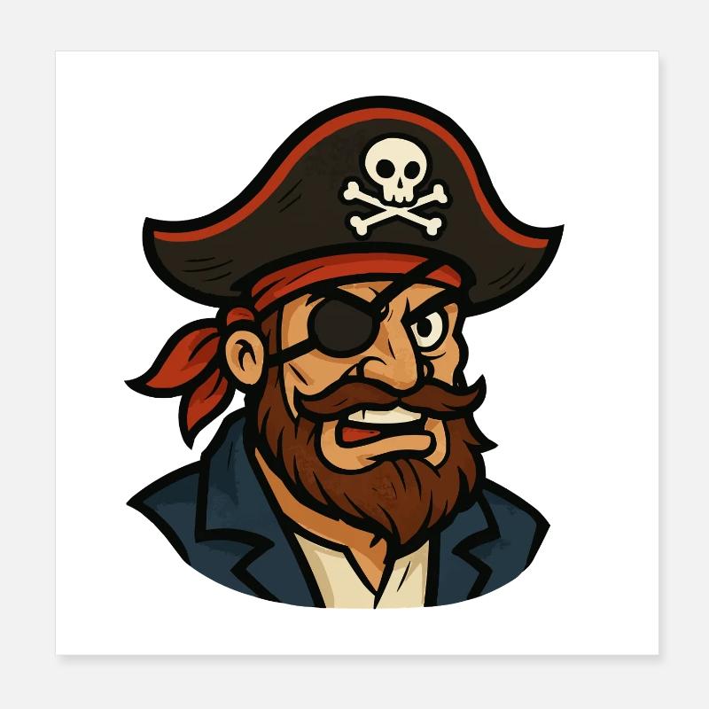 Capitaine pirate Cache-œil Poster 20 x 20 cm