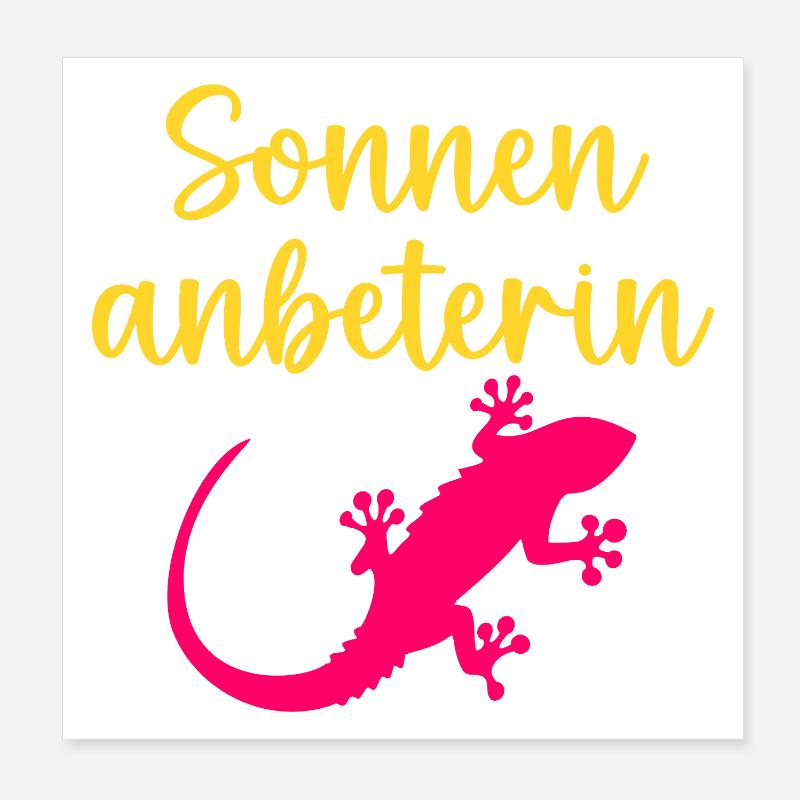 Sonnenanbeterin Eidechse Sommer Sonne Poster 20x20 cm