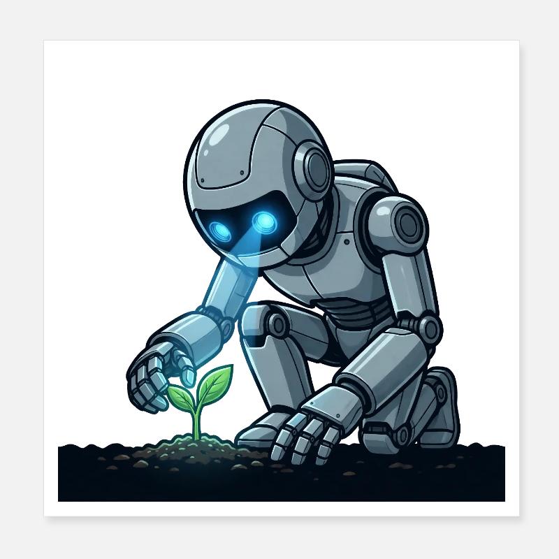 5 Le Robot Botaniste Poster 20 x 20 cm