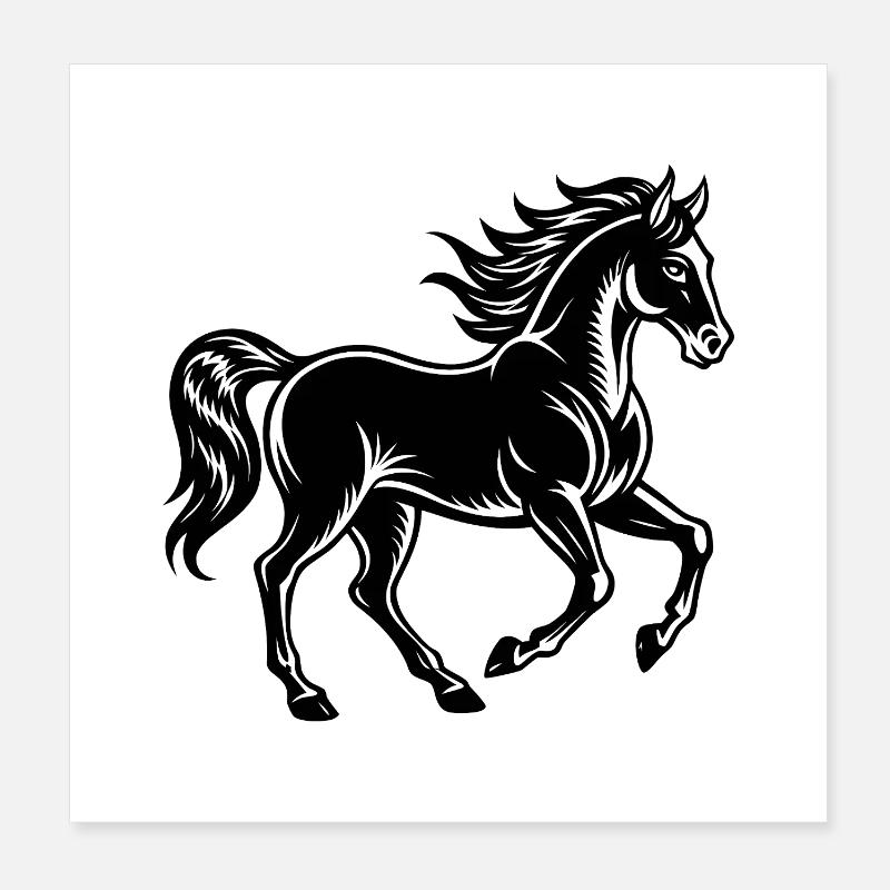 Galloping Horse Poster 8" x 8" (20x20 cm)