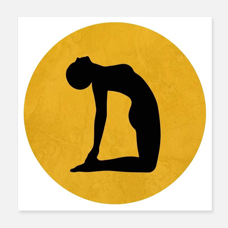 Kamel Yoga Pose Silhouette Sonne Design Poster 20x20 cm