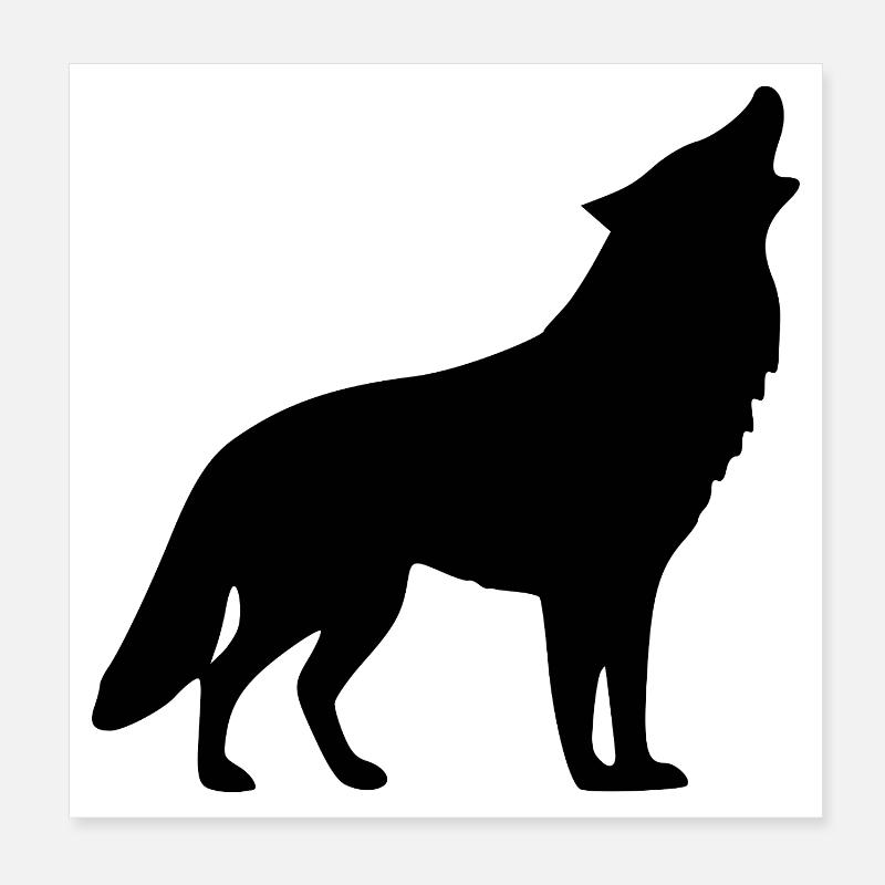 Howling wolf black Poster 8" x 8" (20x20 cm)