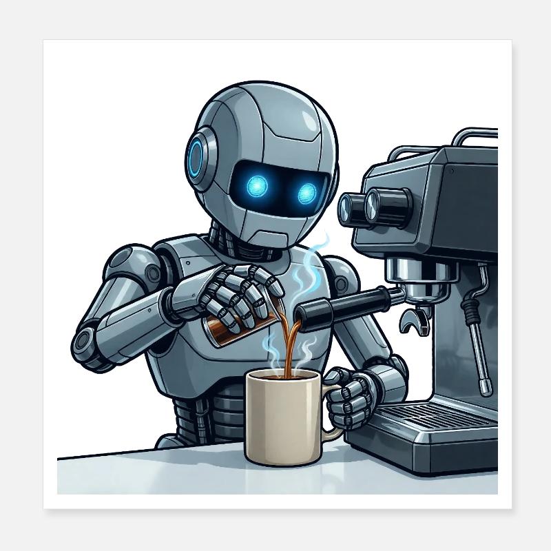 8 Der Barista-Roboter Poster 20x20 cm