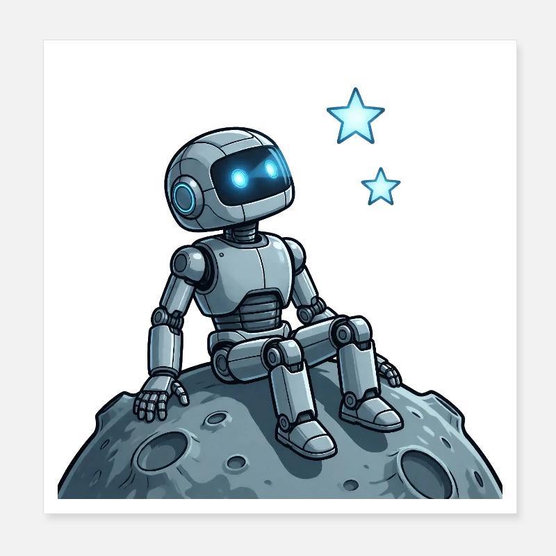 9 The Contemplative Robot - Poster 8" x 8" (20x20 cm) - white