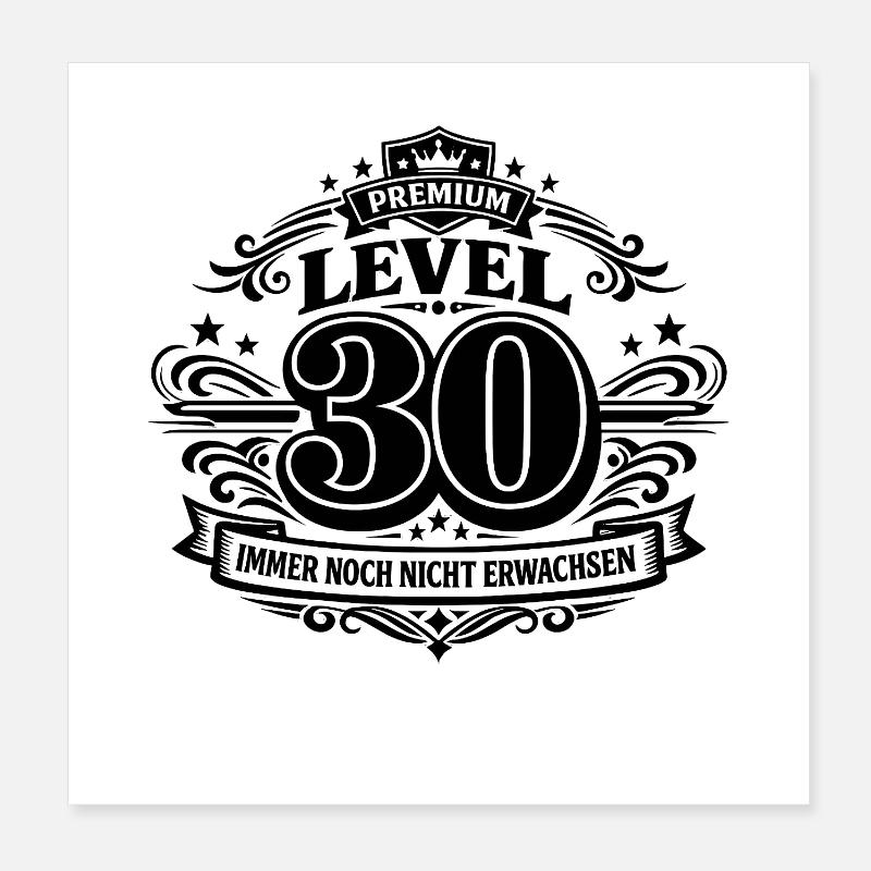 Level 30 Premium Geburtstagsdesign Poster 20x20 cm