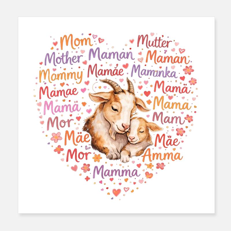 Ziegen Mama Herz – Muttertag Geschenk Ziege Poster 20x20 cm