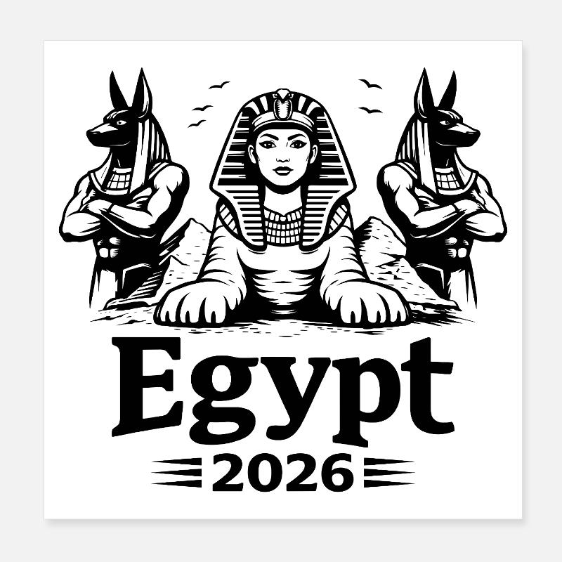 Sphinx Cleopatra Anubis Egypt 2026 Mysticism Poster 8" x 8" (20x20 cm)