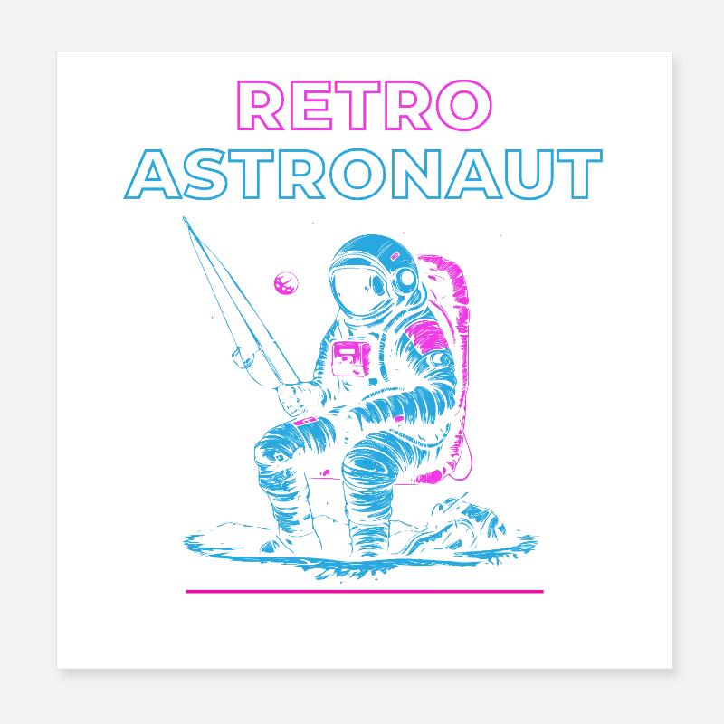 Astronaute rétro Poster 20 x 20 cm