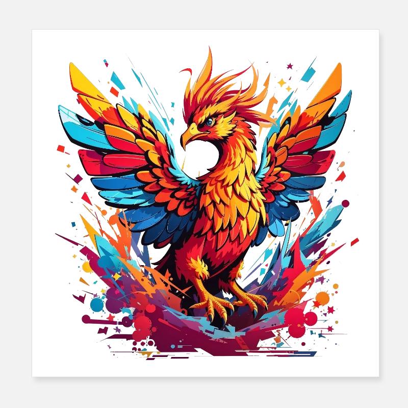 Fire Phoenix Color Explosion Poster 8" x 8" (20x20 cm)