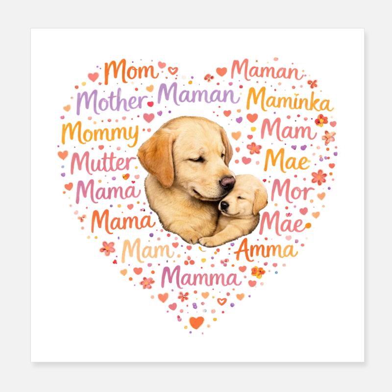 Labrador Mama Herz – Muttertag Geschenk Poster 20x20 cm