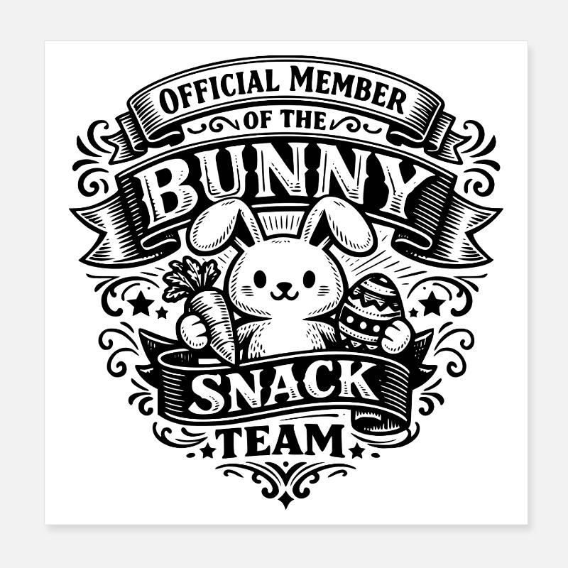 Membre officiel de l’équipe Bunny Snack Poster 20 x 20 cm