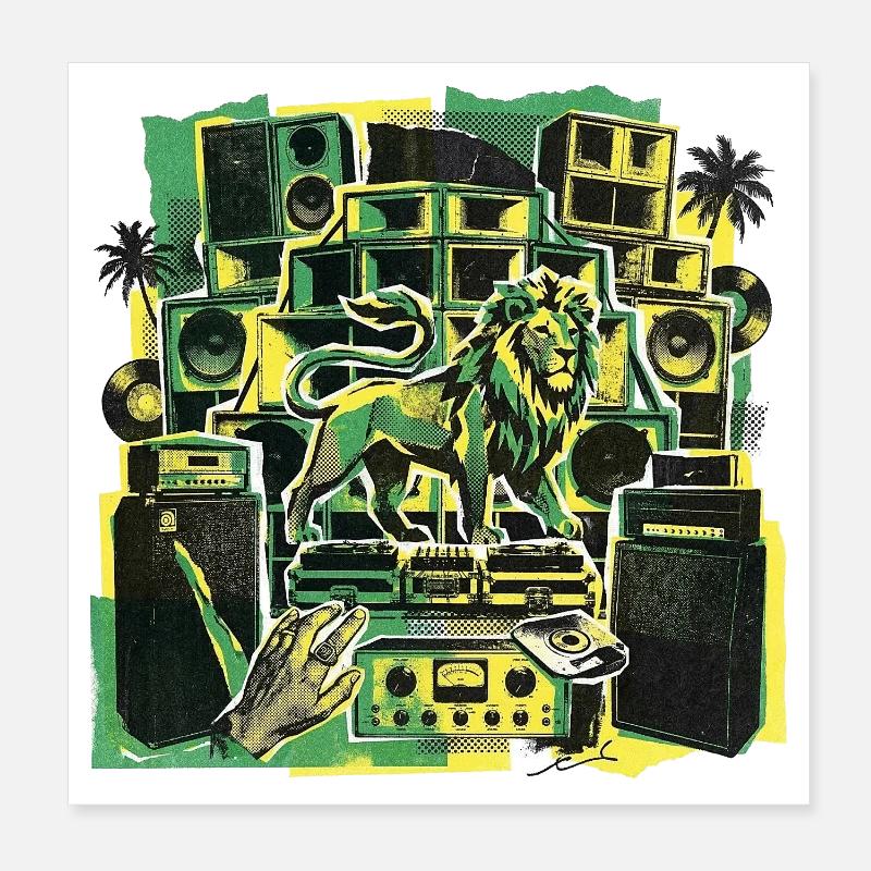 Roots Dub Reggae Soundsystem Poster 8" x 8" (20x20 cm)