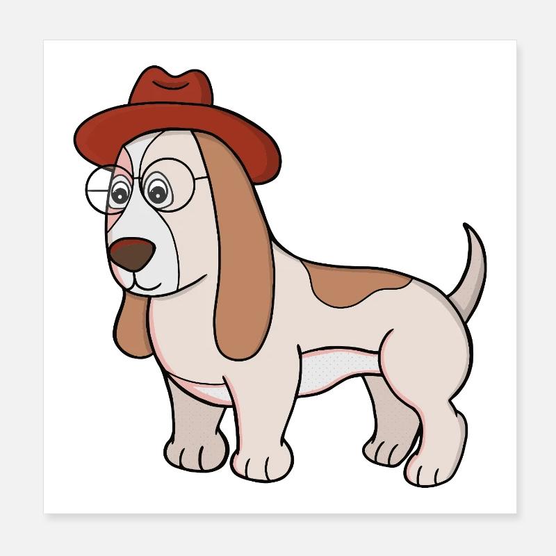 Glasses Beagle avec Fedora Poster 20 x 20 cm