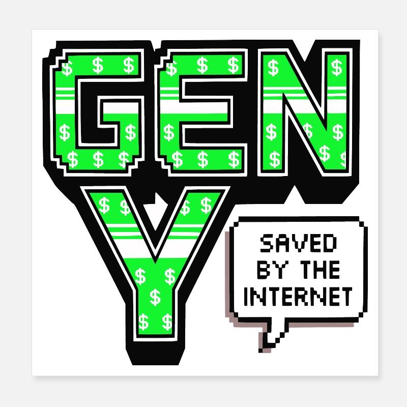 Generation Y, gen Y, Millennials Shirt, Pullover Hoodie Poster 8" x 8" (20x20 cm)