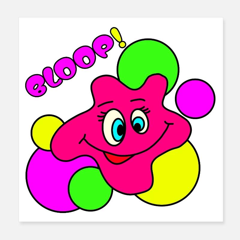 BLOOP! Funny Neon Pop Art Blobs Character Poster 8" x 8" (20x20 cm)