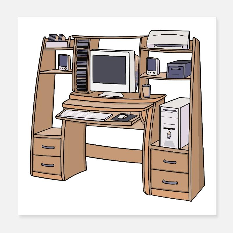 Retro-Computerschreibtisch-Setup 90er 2000er Nostalgie Poster 20x20 cm