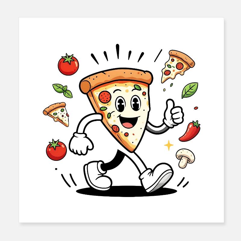 Best Pizza Chef, Joyful Mascot Poster 8" x 8" (20x20 cm)