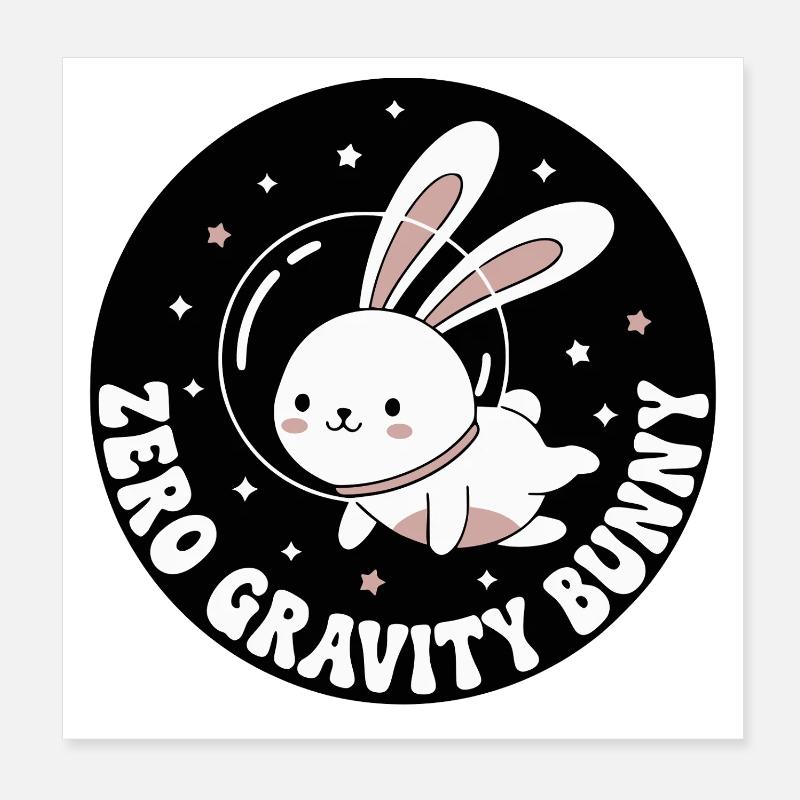 Zero Gravity Bunny Poster 8" x 8" (20x20 cm)
