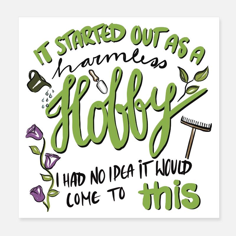 Gartenhobby mit Leidenschaft - handgezeichnet Poster 20x20 cm