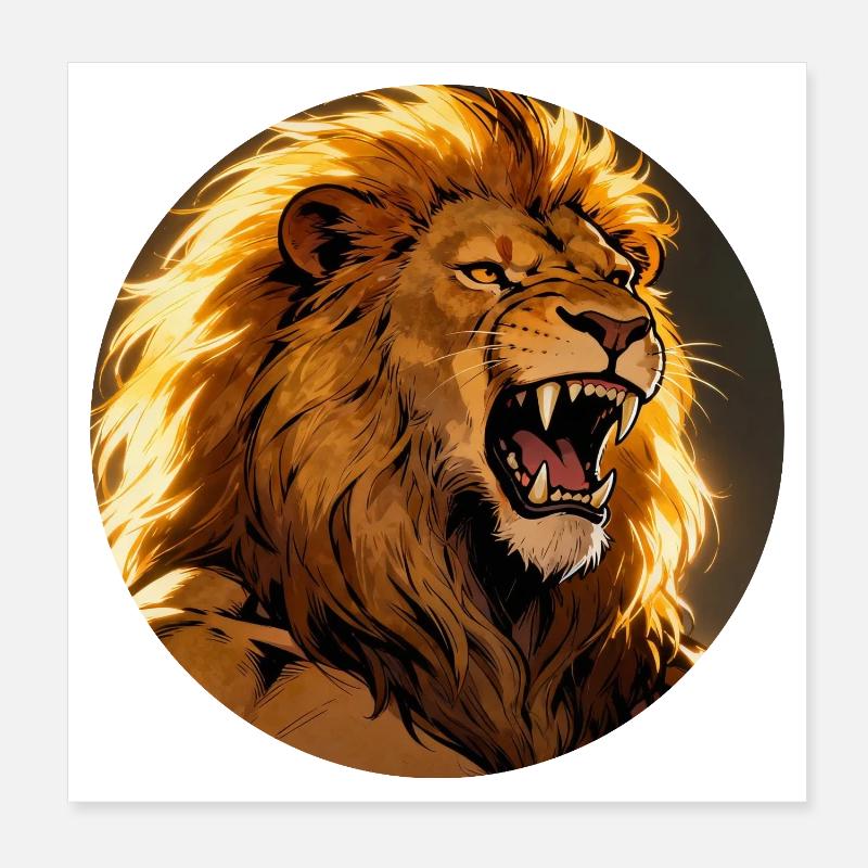 Roaring Lion Blaze Poster 8" x 8" (20x20 cm)