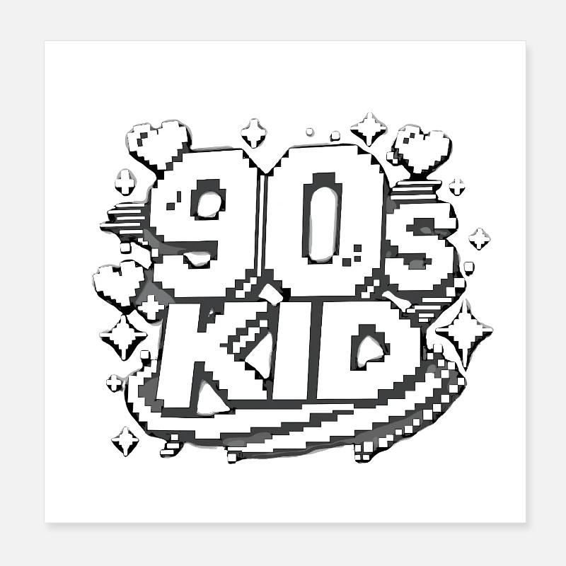 Kid Pixel Design des années 90 Poster 20 x 20 cm