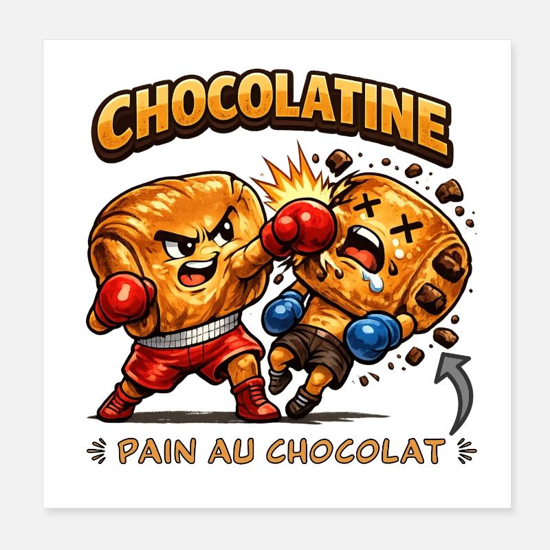 Chocolatine boxe - Poster 20 x 20 cm - blanc